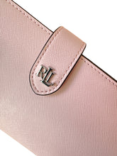 Load image into Gallery viewer, Lauren Ralph Lauren Crosshatch Leather Tech Wristlet Pink Opal
