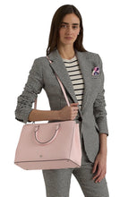 Load image into Gallery viewer, Lauren Ralph Lauren Crosshatch Leather Large Hanna Satchel Pink Opal
