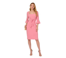 Load image into Gallery viewer, ADRIANNA PAPELL Stretch Knit Crepe Dress In Faded Rose Size 2
