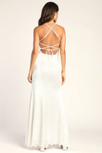 Load image into Gallery viewer, NWOT Lulus Romantic Fantasy White Lace Sleeveless Lace-Up Maxi Dress M
