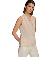 Load image into Gallery viewer, Donna Karan New York Women&#39;s Faux-Wrap Sleeveless Top Sand M
