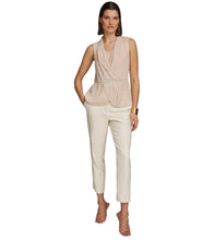 Load image into Gallery viewer, Donna Karan New York Women&#39;s Faux-Wrap Sleeveless Top Sand M
