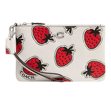 Load image into Gallery viewer, Coach Small Strawberry-Print Leather Wristlet
