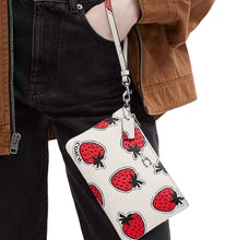 Load image into Gallery viewer, Coach Small Strawberry-Print Leather Wristlet
