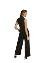 Load image into Gallery viewer, Donna Karan Women&#39;s Mock-Neck Sleeveless Straight-Leg Jumpsuit Black Size 12
