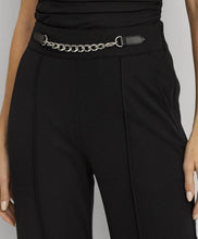 Load image into Gallery viewer, Lauren Ralph Lauren Chain Trim Pleated Jersey Wide Leg Pant Black 8
