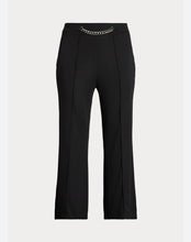 Load image into Gallery viewer, Lauren Ralph Lauren Chain Trim Pleated Jersey Wide Leg Pant Black 8
