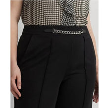 Load image into Gallery viewer, Lauren Ralph Lauren Chain Trim Pleated Jersey Wide Leg Pant Black 8
