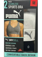 Load image into Gallery viewer, Puma Seamless V-Neck Sports Bra 2 Pack White &amp; Black M
