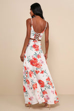 Load image into Gallery viewer, NWOT Lulus Bloom With a View White Floral Print Maxi Skirt M

