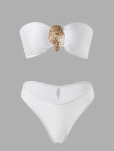 Load image into Gallery viewer, White swimsuit with a sophisticated, high-stretch French design and Sarong S

