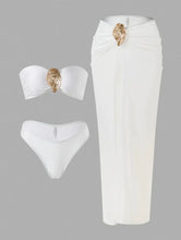 Load image into Gallery viewer, White swimsuit with a sophisticated, high-stretch French design and Sarong S
