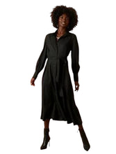 Load image into Gallery viewer, Banana Republic Factory Belted Tencel Shirtdress Black Sz L
