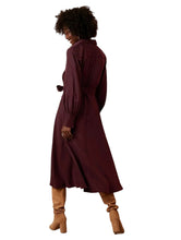 Load image into Gallery viewer, Banana Republic Factory Belted Tencel Shirtdress Burgundy Sz L
