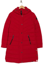 Load image into Gallery viewer, Michael Kors Hooded 450 Fill Power Longline Puffer Jacket M Crimson
