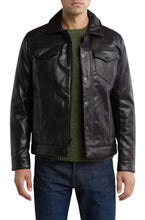 Load image into Gallery viewer, Michael Kors Kingbury Faux Leather Trucker Jacket Black XL
