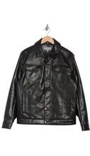 Load image into Gallery viewer, Michael Kors Kingbury Faux Leather Trucker Jacket Black XXL
