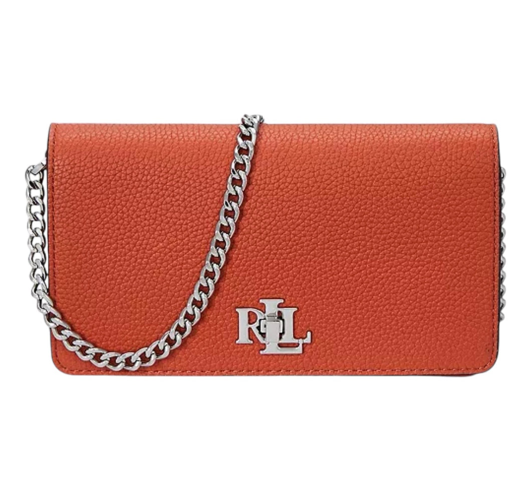 Lauren Ralph Lauren Pebbled Leather Xbody Turn-Lock Tech Case Rust Orange