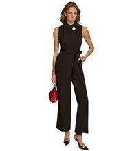 Load image into Gallery viewer, Donna Karan Women&#39;s Mock-Neck Belted Jumpsuit Bk 6
