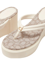 Load image into Gallery viewer, COACH Franki Platform Flip Flops Chalk 9B
