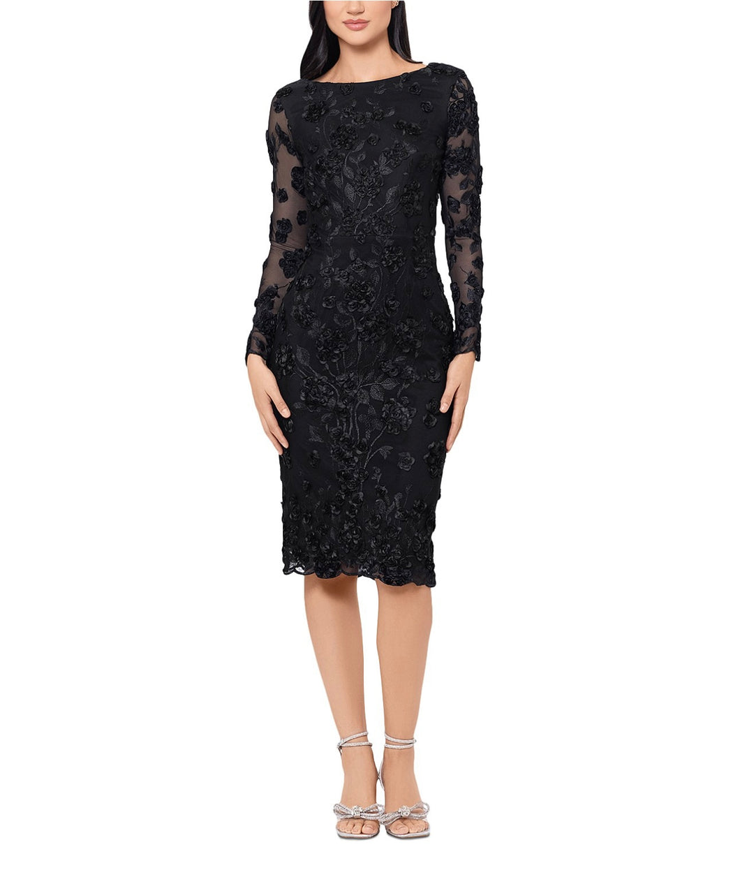 AQUA Long Sleeve Embroidered Dress - 100% Exclusive Black 4