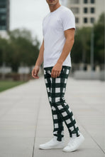 Load image into Gallery viewer, Brooklyn Cloth paid pajama pants Dark Green &amp; White M
