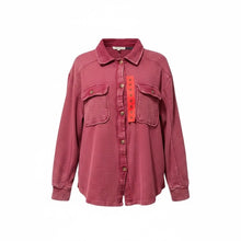 Load image into Gallery viewer, From Free People Briggs Women&#39;s Button Front Waffle Shirt Dark Pink M
