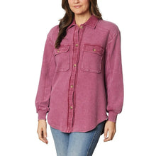 Load image into Gallery viewer, From Free People Briggs Women&#39;s Button Front Waffle Shirt Dark Pink M
