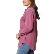 Load image into Gallery viewer, From Free People Briggs Women&#39;s Button Front Waffle Shirt Dark Pink M
