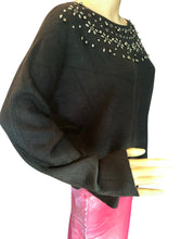 Load image into Gallery viewer, Liv Milano Black Pullover Knit Size Large Rhinestones Women’s Sweater
