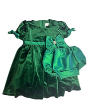 Load image into Gallery viewer, Rare Editions Dress &amp; Bloomer 2-Piece Set Holiday Outfit Girl 6-9 Mo Hunter
