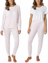 Load image into Gallery viewer, Eddie Bauer Women's 3 Piece Ultra Soft Hacci Lounge PJ Set Pink S
