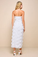 Load image into Gallery viewer, Lulus Posh Appearance White 3D Floral Applique Strapless Midi Dress L
