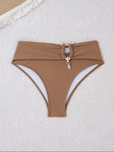 Load image into Gallery viewer, AD 1pc Women&#39;S High-Waisted Bikini Bottoms with Metallic Accents Coffee L
