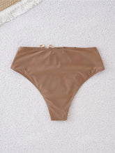 Load image into Gallery viewer, AD 1pc Women&#39;S High-Waisted Bikini Bottoms with Metallic Accents Coffee L
