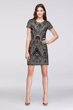 Load image into Gallery viewer, JUMP Glitter Motiff Print Cap Sleeve Mini Dress Black S
