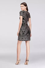Load image into Gallery viewer, JUMP Glitter Motiff Print Cap Sleeve Mini Dress Black S
