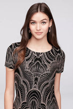 Load image into Gallery viewer, JUMP Glitter Motiff Print Cap Sleeve Mini Dress Black S
