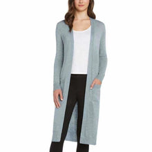 Load image into Gallery viewer, Matty M Duster Open Front Knit Cardigan Long Sweater Heather Denim S
