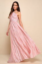 Load image into Gallery viewer, Lulus Elaborate Charm Light Pink Satin Pleated Backless Maxi Dress S
