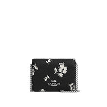 Load image into Gallery viewer, Coach Mini Wallet on a Chain with floral Print Silver Black Multi
