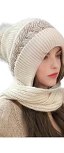 Load image into Gallery viewer, Andrea’s Deals Braided Beanie Hat &amp; Scarf One Piece Beige
