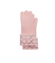 Load image into Gallery viewer, Coach Signature Metallic Knit Gloves Carnation
