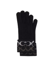 Load image into Gallery viewer, Coach Signature Metallic Knit Gloves Black
