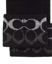 Load image into Gallery viewer, Coach Signature Metallic Knit Gloves Black
