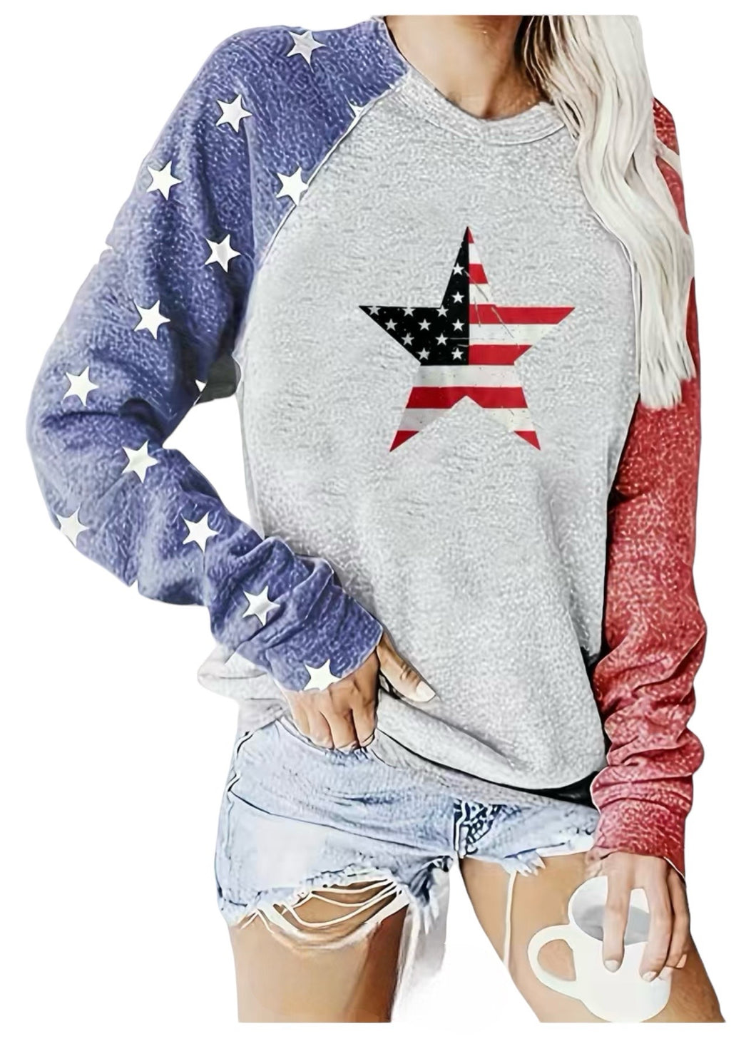 Andrea’s Deals American Flag Star Print T-Shirt, XL