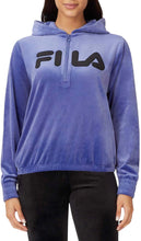 Load image into Gallery viewer, Fila Womens Velour Quarter Zip Hoodie Marlin Small
