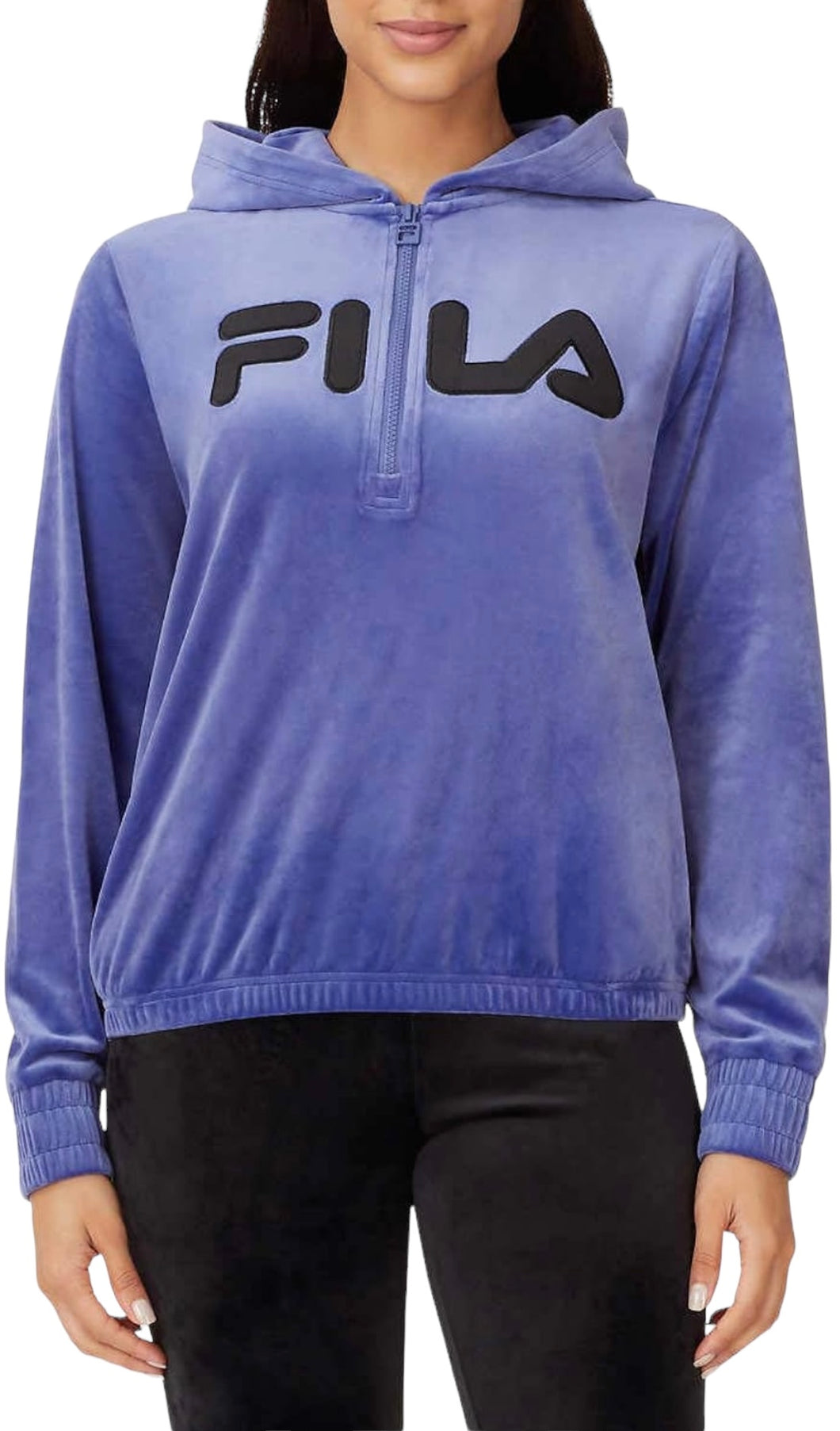 Fila Womens Velour Quarter Zip Hoodie Marlin Medium