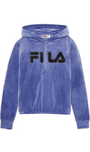 Load image into Gallery viewer, Fila Womens Velour Quarter Zip Hoodie Marlin Small
