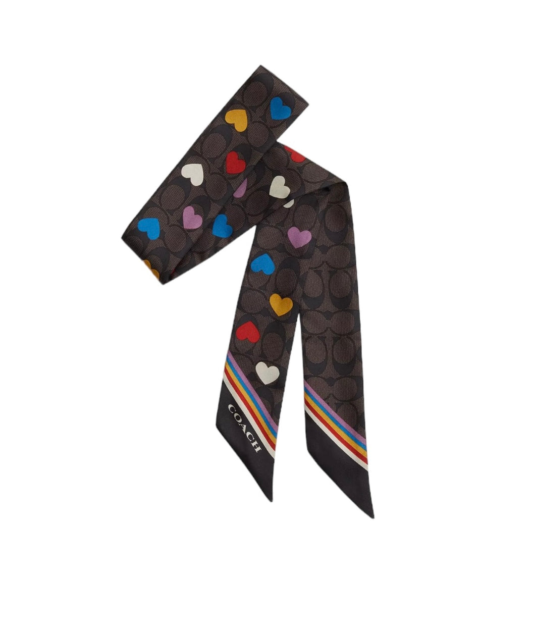 Coach Signature Love Print Silk Skinny Scarf